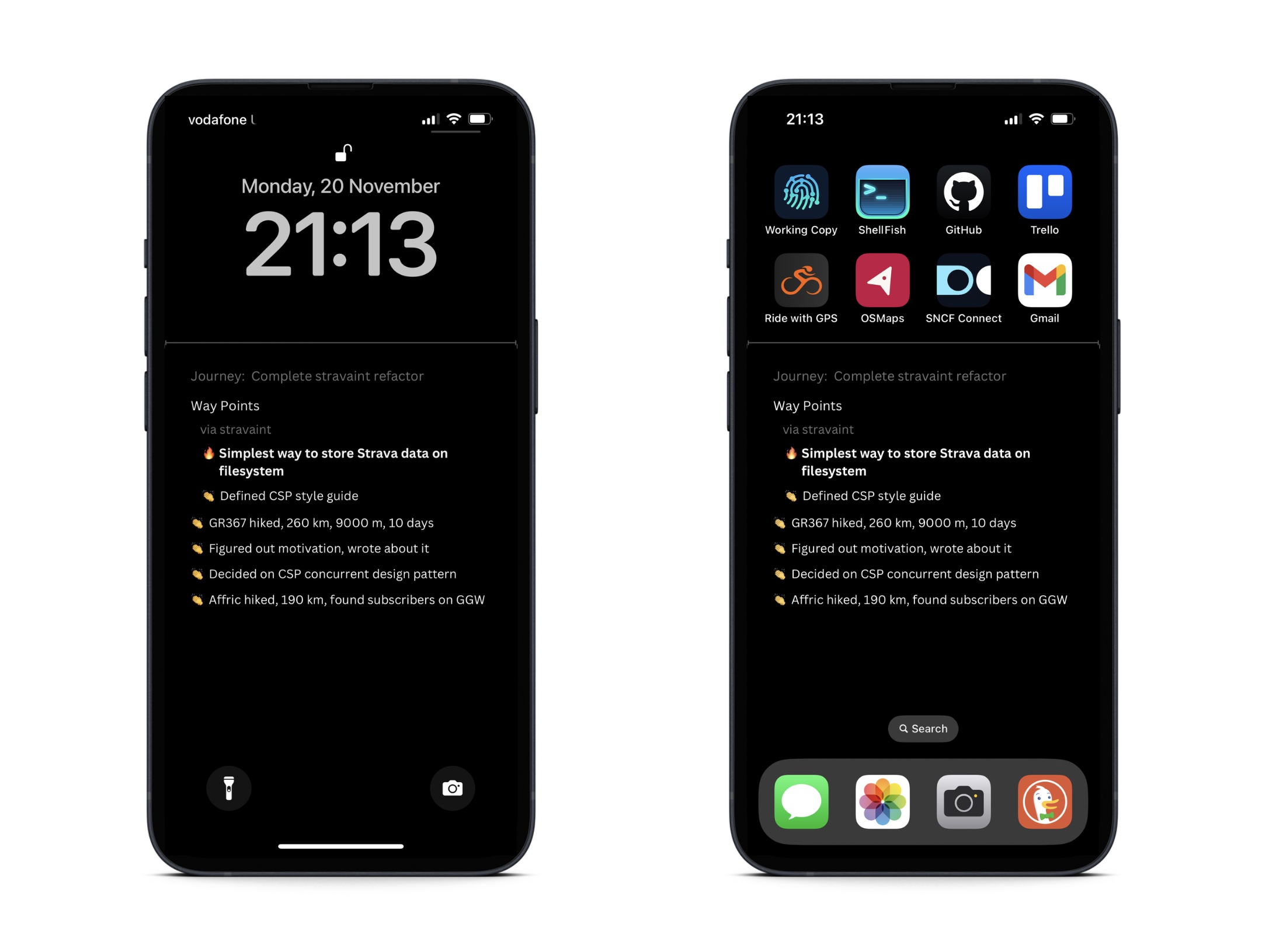 Screenshots of iphone with espresso framework wallpaper